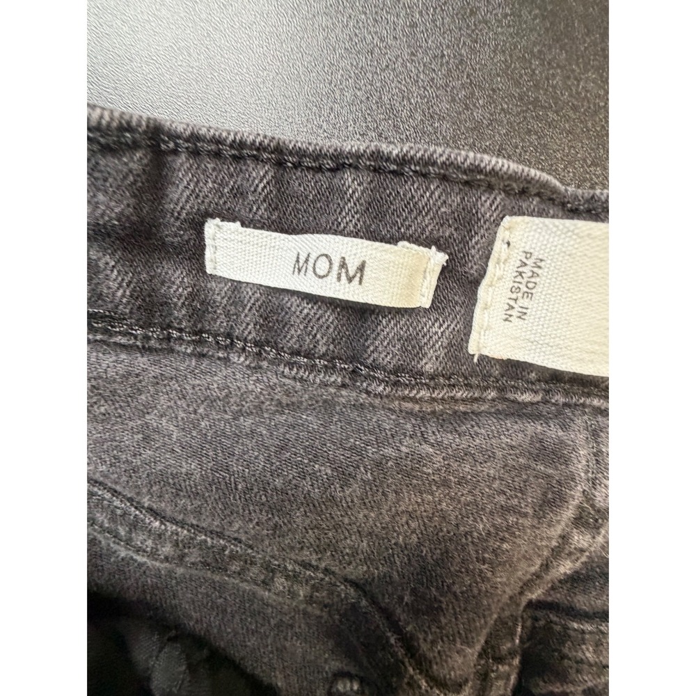 Mango MNG Denim Mom Jeans Womens 6 Faded Black High Waisted Tapered Leg K2 - Picture 5 of 9
